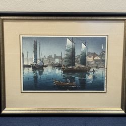 TSUCHIYA KOITSU - "Akashi Bay, Inland Sea at Seto" Framed Woodblock Print