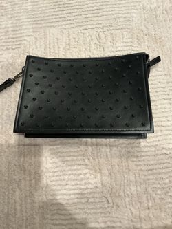 Versace Black Leather Medusa Clutch Bag