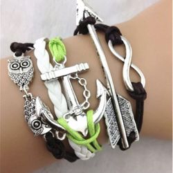Owl, Anchor, Arrow And Infinity Charm Bracelet 