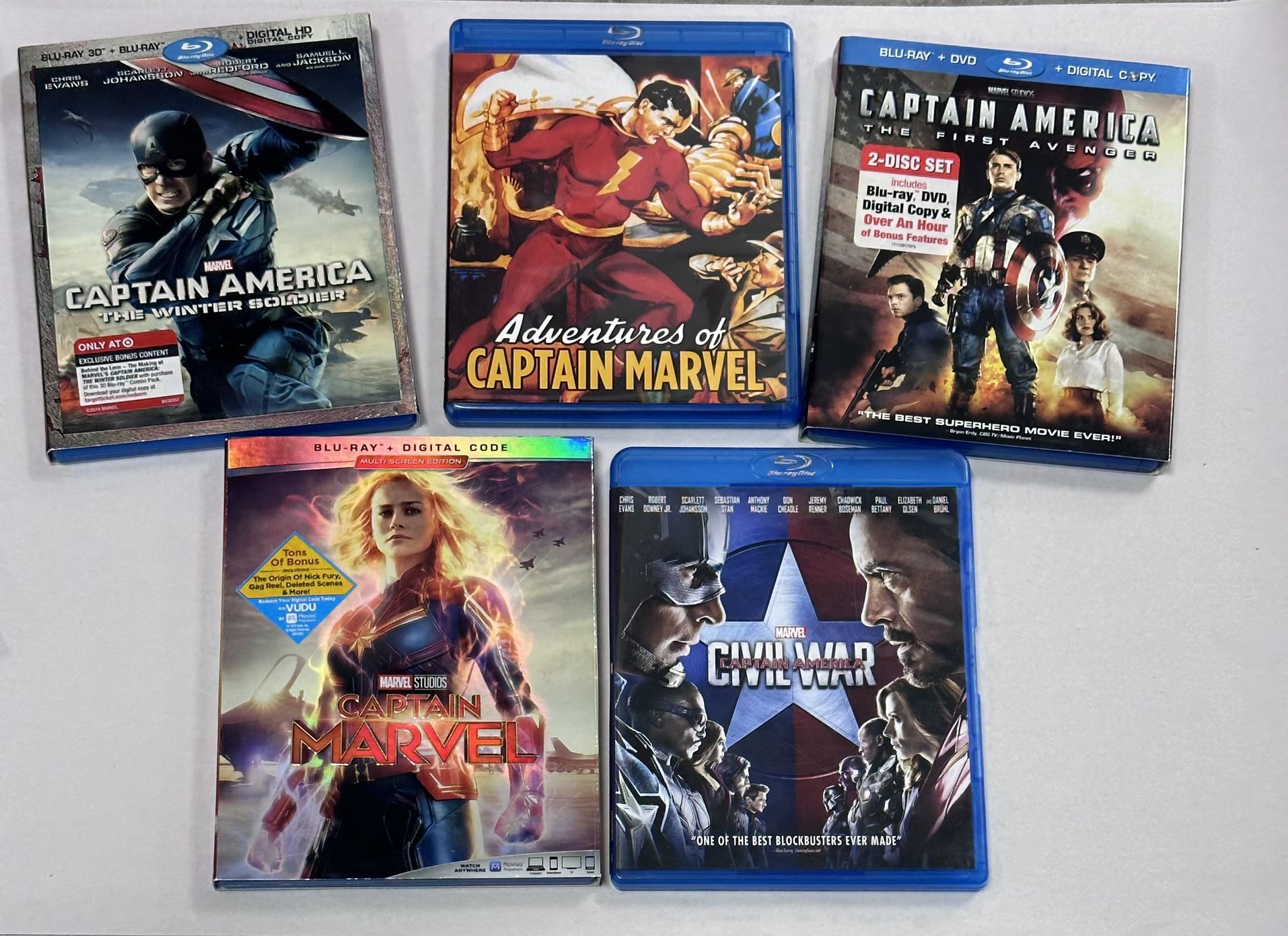 Captain America Bundle Lot Of 5 BluRay & DVD MINT Adventures Of Captain Marvel