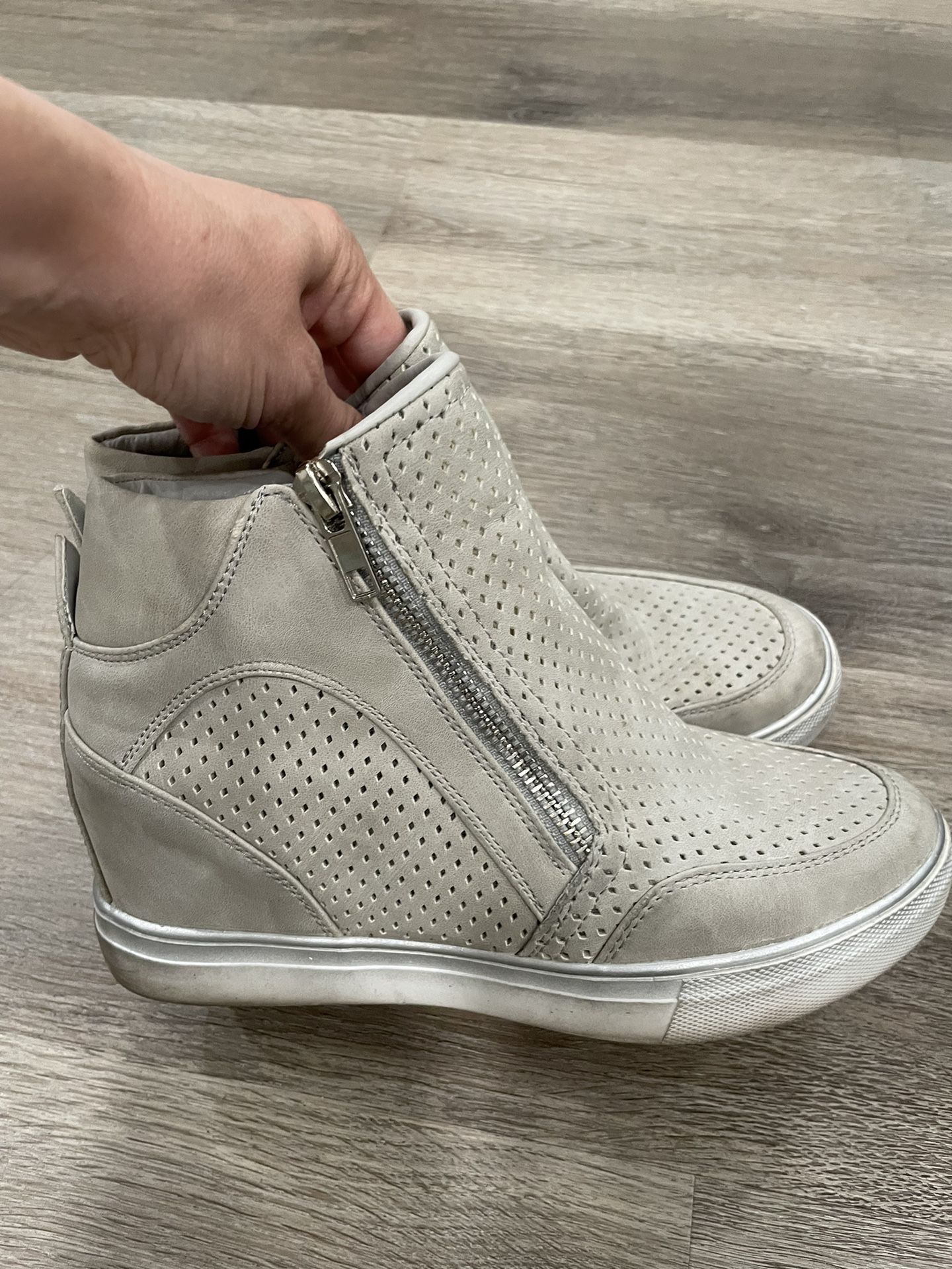 Grey Wedge Sneakers Size 6