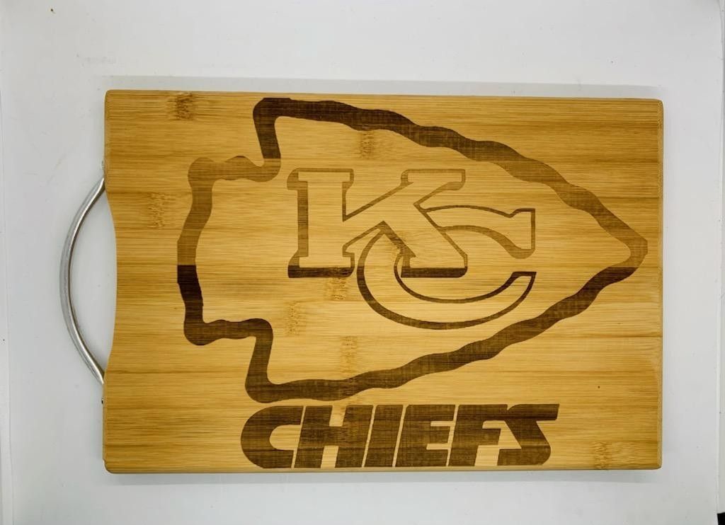 Kc Chiefs Laser Engraved Bamboo  Cutting Board 