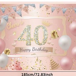 Rose Gold 40th Birthday Backdrop