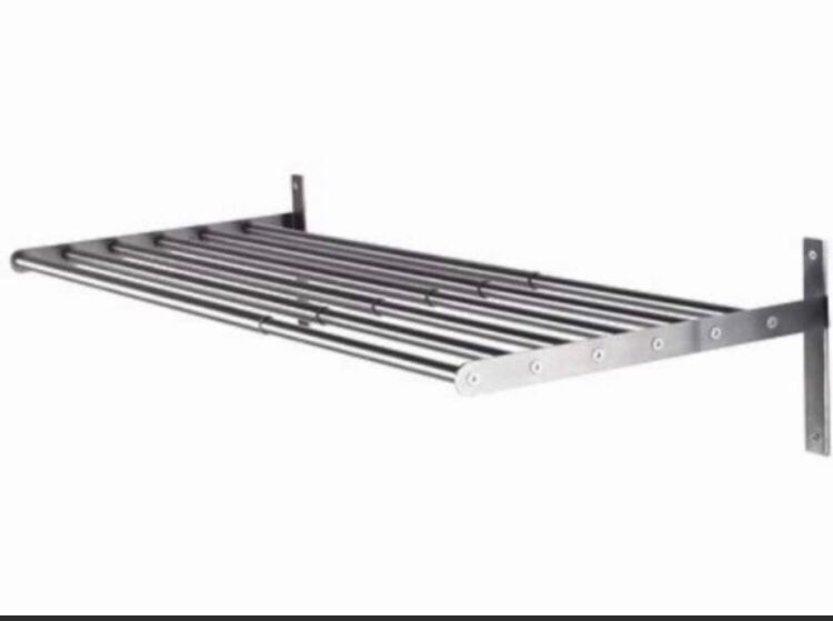 Grundtal Pot Holder Shelf Rack, Wall Rail Stainless Steel; Adjustable