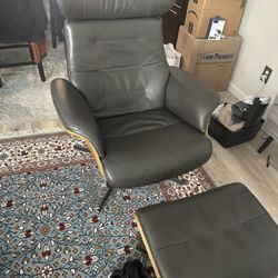 Leather Recliner With Ottoman