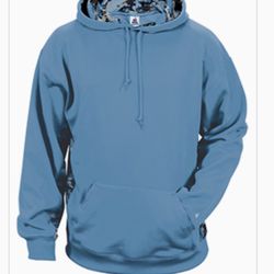 Digital Camo Colorblock Performance Fleece Hooded Sweatshirt New. Blue 2XL