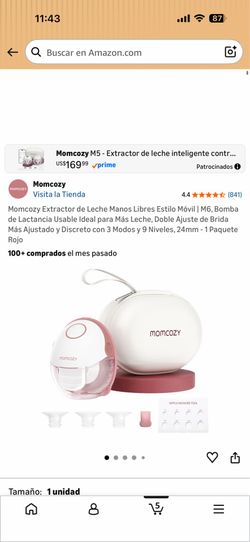 Momcozy Extractor de Leche Manos Libres Estilo Móvil | M6, Bomba de Lactancia Usable Ideal para Más Leche, Doble Ajuste de Brida Más Ajustado y Discre