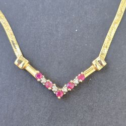 14k gold diamond ruby necklace