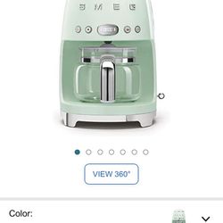 Smeg 50's Retro Style Aesthetic Drip Filter Coffee Machine, 10 cups, Pastel  Green