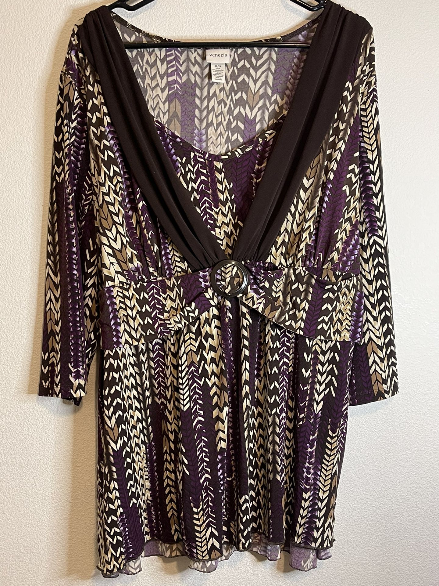 Venezia brown purple tan tunic long shirt blouse top womens plus size 22/24