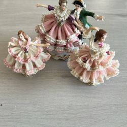 Antique German Dresden lace porcelain figurine (B)