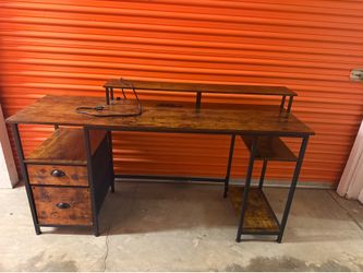 Industrial Wood and Metal Computer Desk