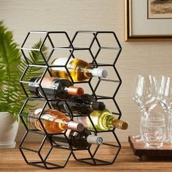 Evergreen 11 Bottle Wine Rack In Black Finish