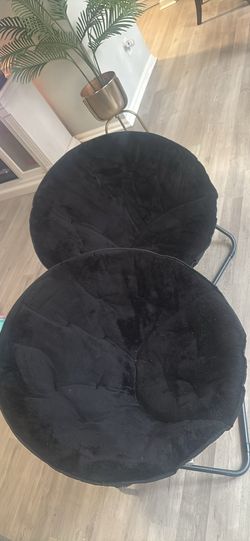 Two black papasan chairs