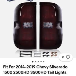 Taillights Red Smoke Lens For Chevy Silverado 2014 To 2019