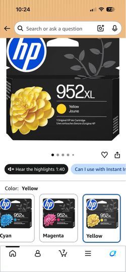 HP 952XL Yellow-Magenta-Cyan Ink Cartridge