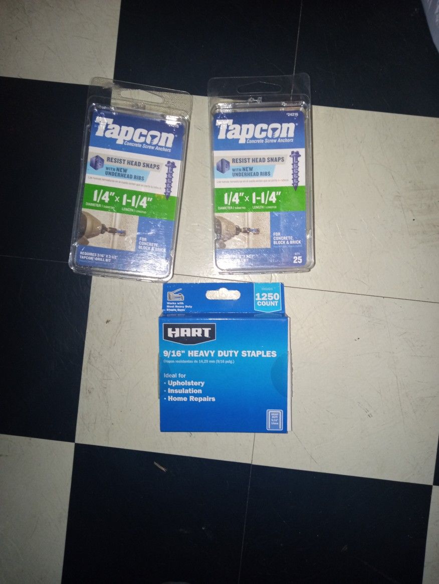Tapcon 1/4. 1 1/4. And Heavy Duty Staples