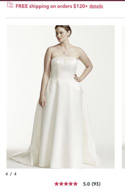 Davids Bridal Wedding Dress with Lace Jacket - Size 16