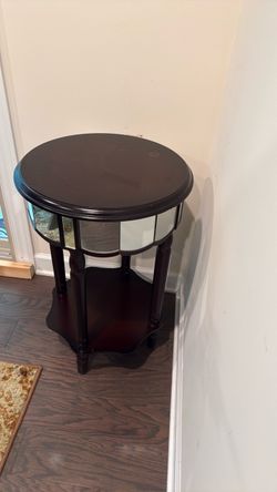 Round Mirrored Accent Side Table