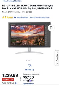 LG - 27” IPS LED 4K UHD HDR Gaming monitor