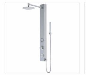 VIGO Gardenia 39 in. H x 4 in. W 2-Jet Shower Panel System with Adjustable Round Head and Hand Shower Wand in Stainless Steel