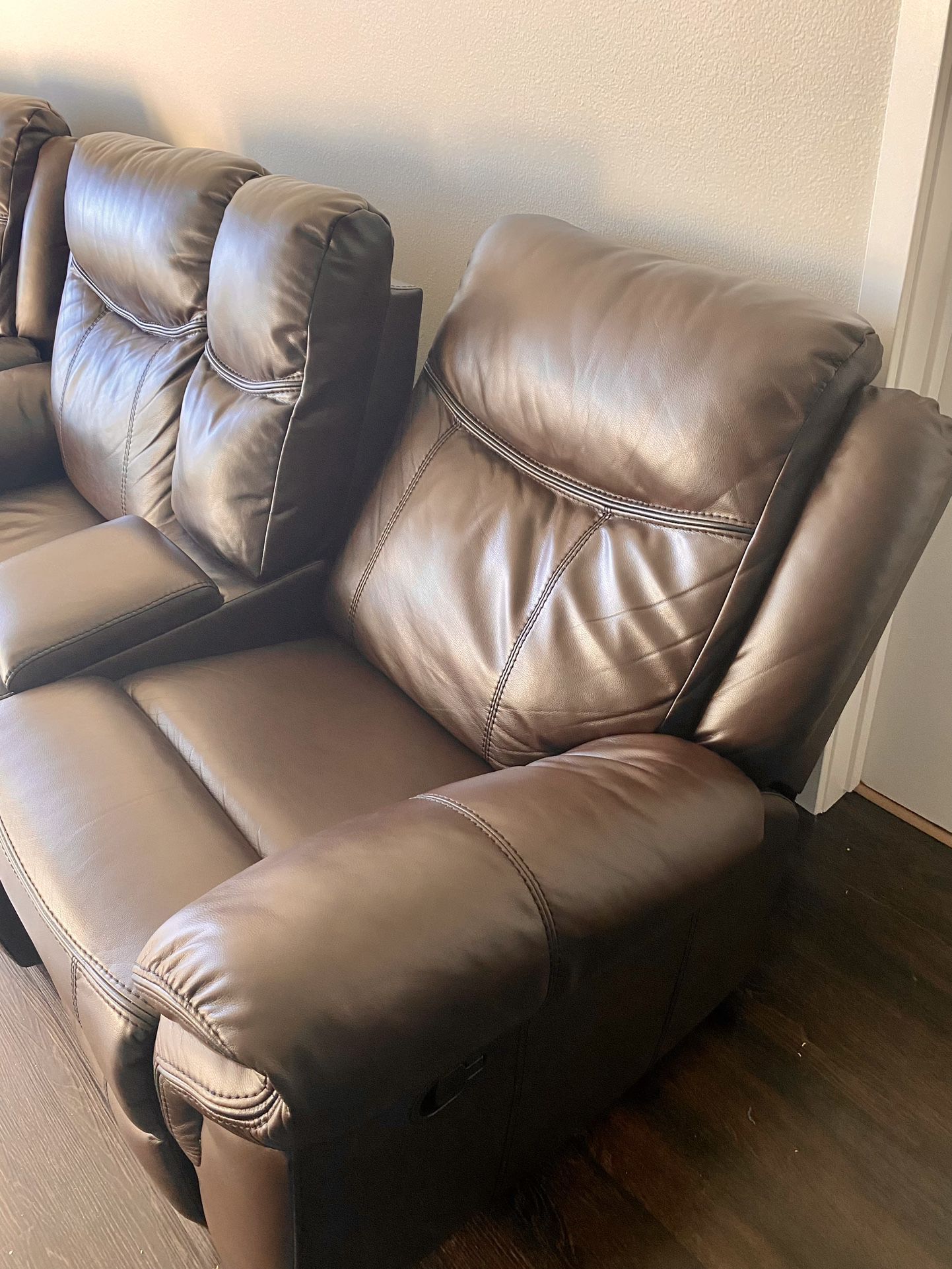 Reclining 2 Piece Sofa With Gliding Chairs + USB