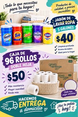 Jabón de lavar ropa, suavizante y papel higiénico