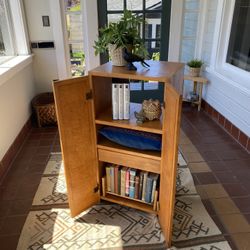 Lovely Multipurpose Teak Veneer Wooden Cabinet with 3 Shelves and Drawer