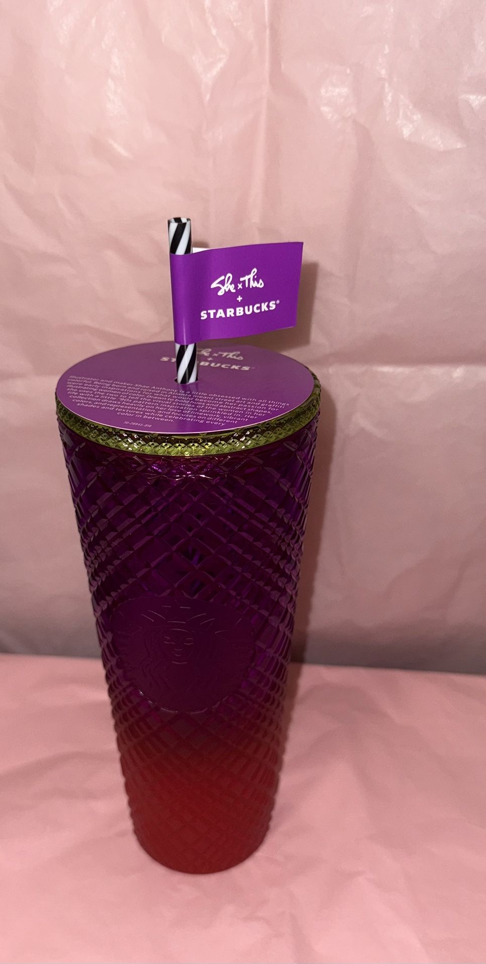 Starbucks SHE x THIS Shae Anthony 2024 Jeweled Ombre Tumbler 24oz. Venti Cup NEW