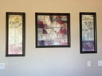 Framed Martini Wall Art Set – 3 Pieces