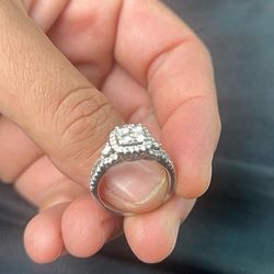 Princess Cut Halo Cluster Engagement Ring