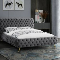 Delano Velvet Grey King Bed

