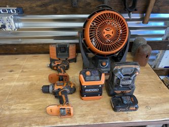 Ridged Cordless Drill and Impact set with accessories.