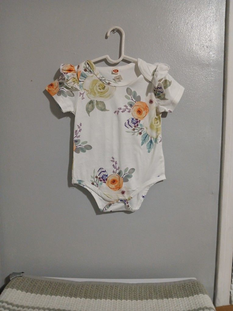 Toddler Girl Floral Print Bodysuit New Like 18 Months 2t Size Brand New