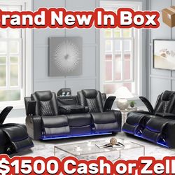 Led Light Up Recliner Couch Set Of 3 With Speakers Cup Holders Storage Space Faux Leather Brand New In Box 📦 3 Colors To Choose From 