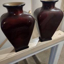 Selling Heavy Large Size Burgundy Vases