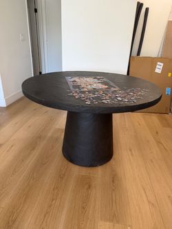 Crate & Barrel Black Leanne Ford Concrete Dining Table