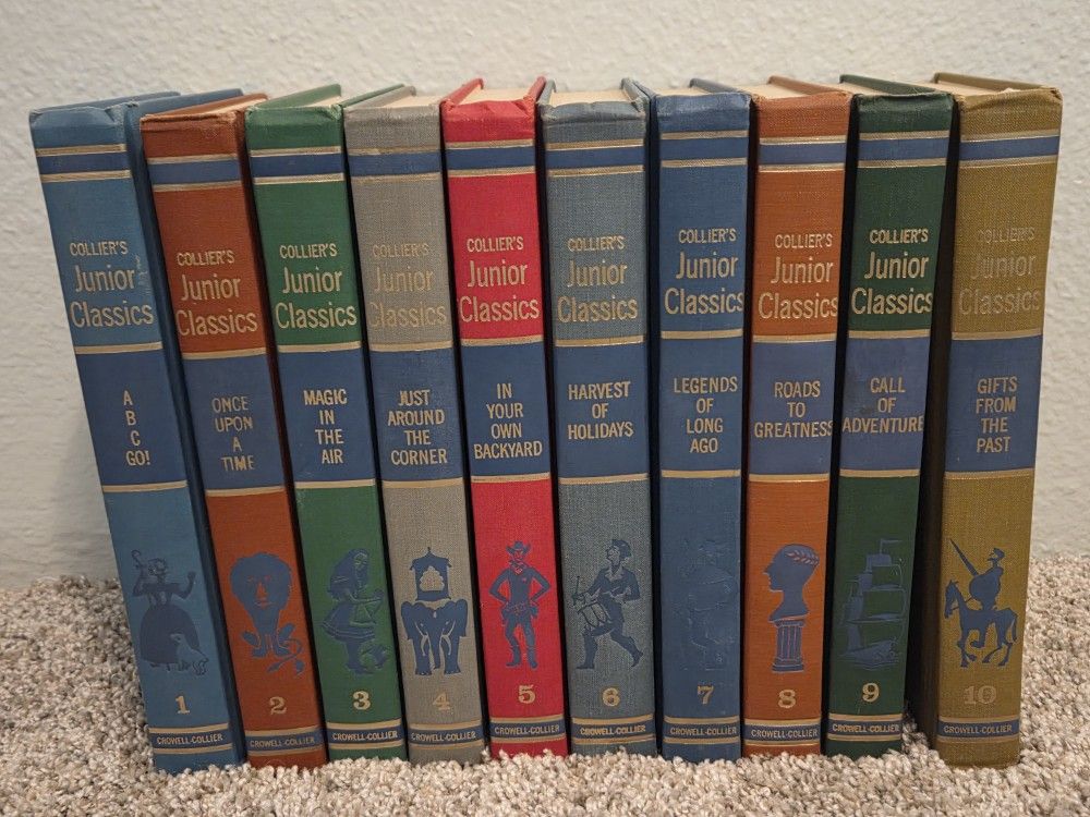 Collier's Junior Classics Volumes 1-10 Complete Set Hardback 1962 Vintage