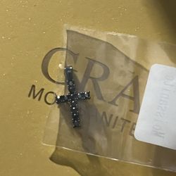 Black Moissanite Cross With Real 925 Silver 