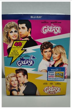 'Grease ~ Grease 2 ~ Grease Live' Triple Feature 3 Blu-Ray Set + Mini Yearbook *NEW*