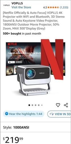 4k Projector With WiFi And Bluetooth, New