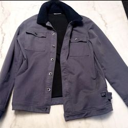 Travis Mathew Cloud Denim Jacket w Sherpa Collar Grey, Sz Small, Great Condition