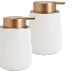 Toozfo (2) beautiful soap/shampoo dispensers. color: ceramic matte white/gold
