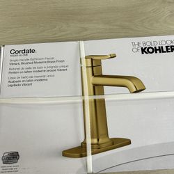 Rubicon Single Hole Single Handle Bathroom Faucet in Vibrant Brushed Modern Brass