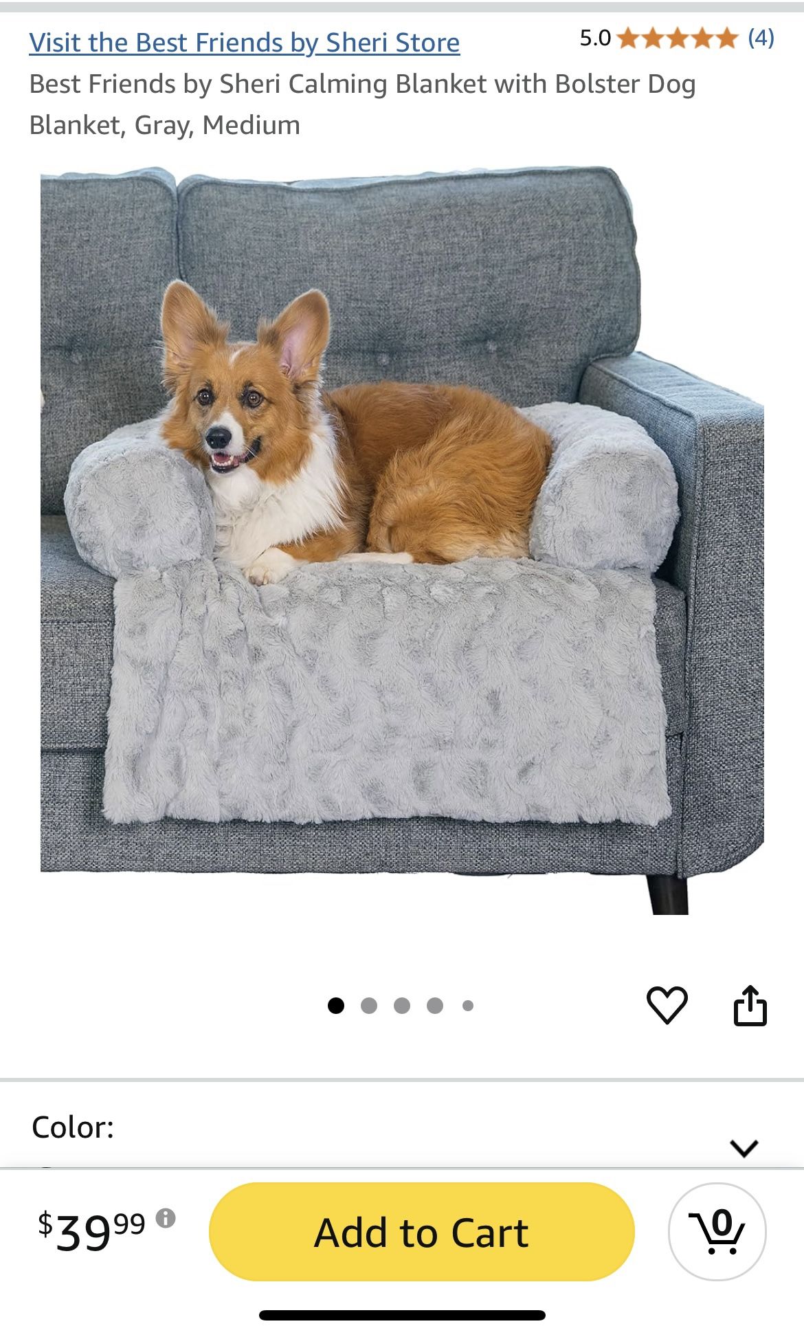 Dog Bolster Blanket, Gray, Medium