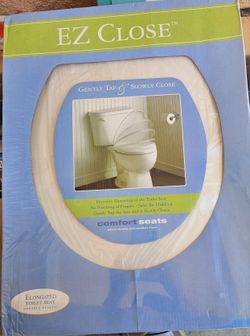 EZ Close Gently Tap & Slowly Close Elongated Toilet Seat New