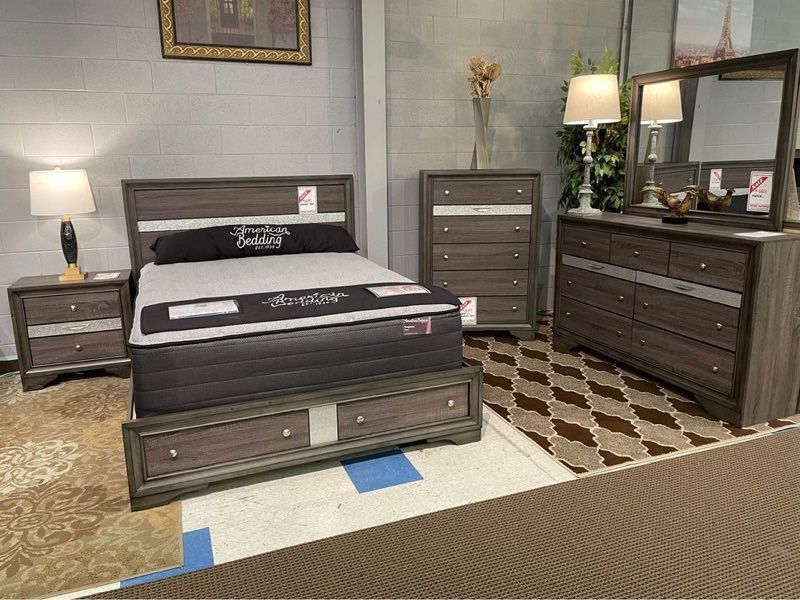 3 PCS QUEEN BEDROOM SET: QUEEN BED, NIGHTSTAND, DRESSER 