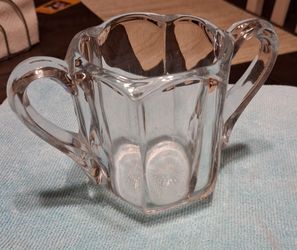 Vintage Clear Glass Double-Handled Sugar Bowl