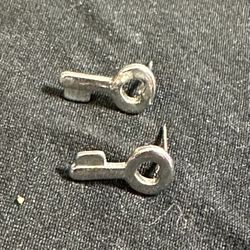 Silver Tone Key Earrings With Post