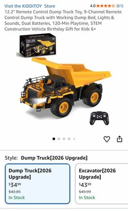 KIDDITOY RC Dump Truck Toy with Remote